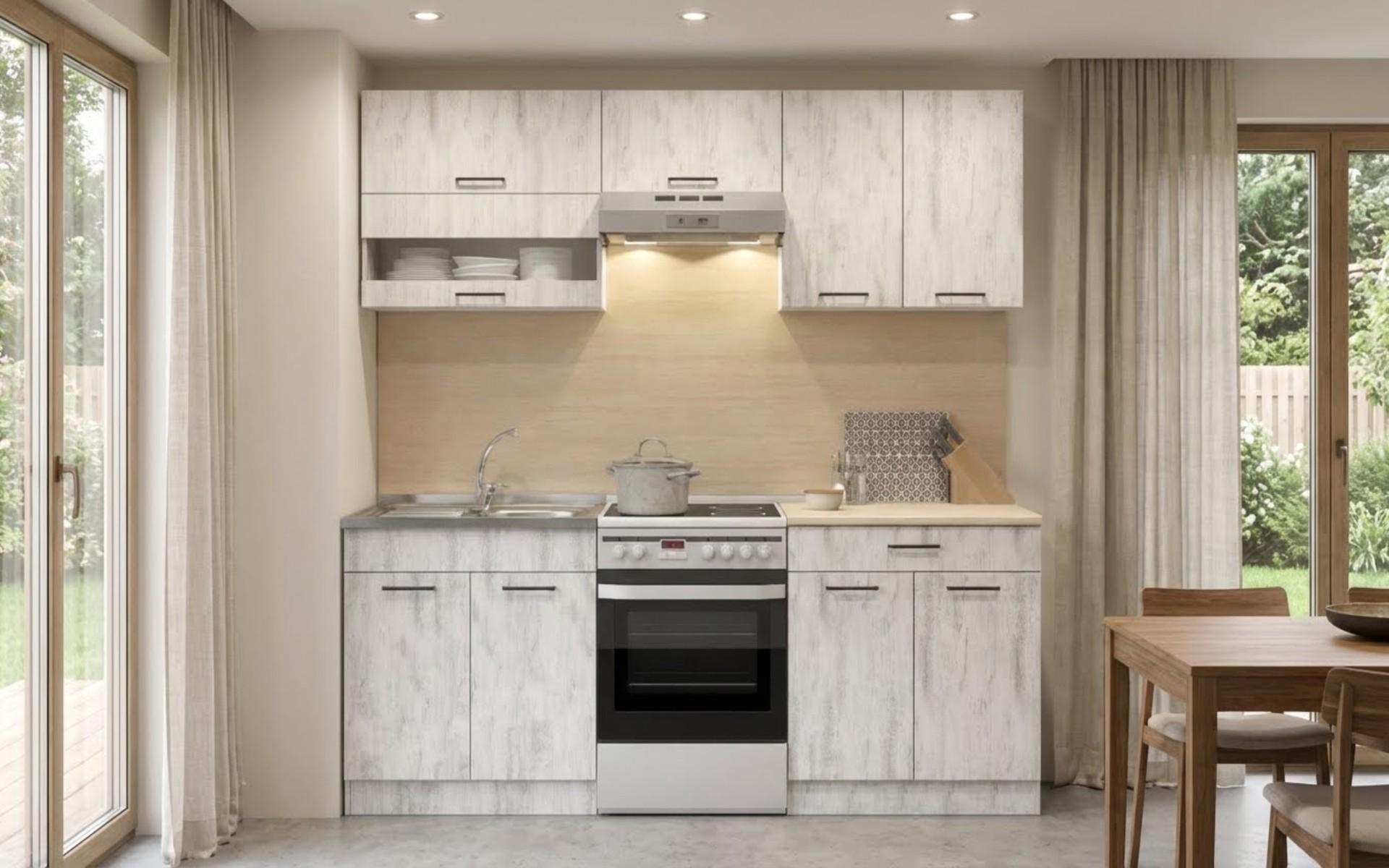 Kitchen with included thermo countertop Vivian S, Antique oak  1